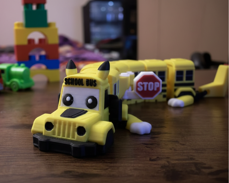 School Bus Articulated Dragon in a playful setting
